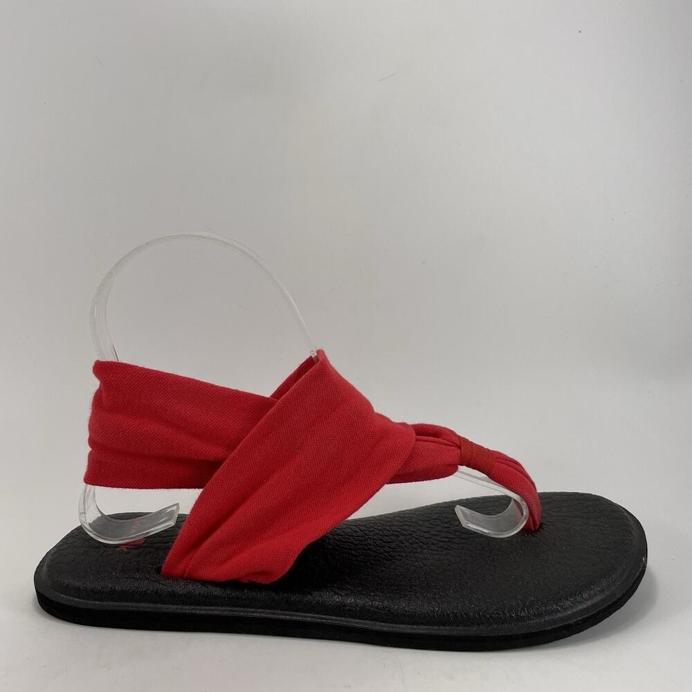 Sanuk Yoga Sling 2 Sandals Womens Size 8 Red SWS10001 Yoga Mat Footbed